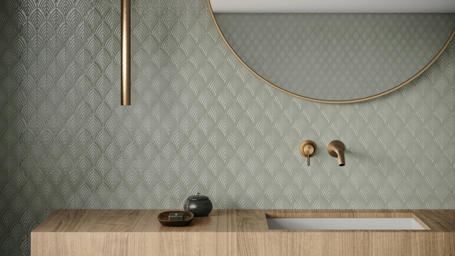 Traditions Soft Sage Glossy Scallop Mosaic 2 | Clon Digital Tile Catalog