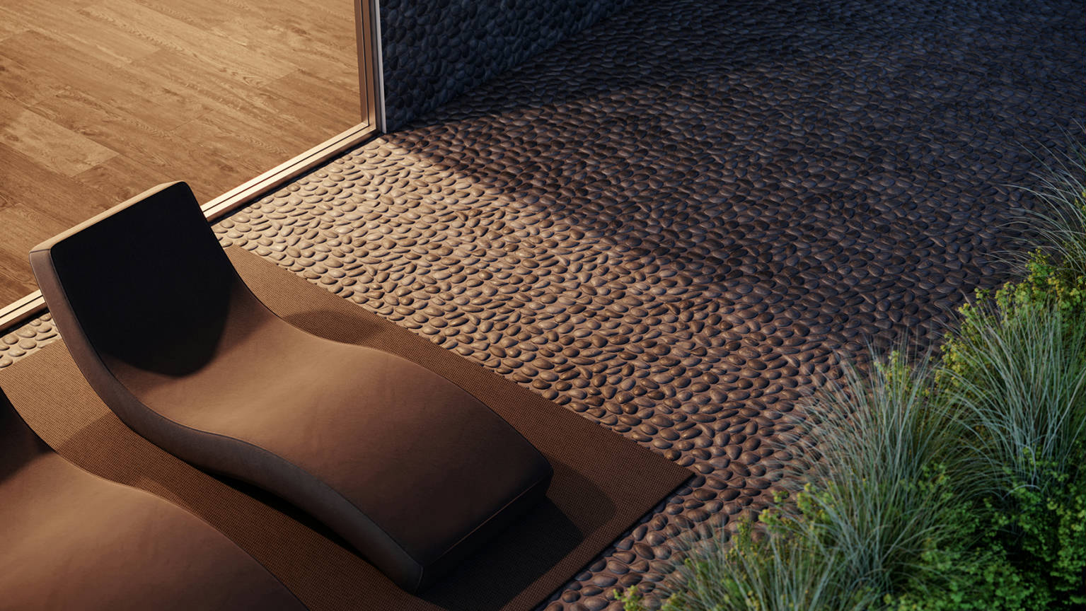 Zen Tahitian Black Sand Natural Pebble Matte Mosaic 2  | Clon Digital Tile Catalog