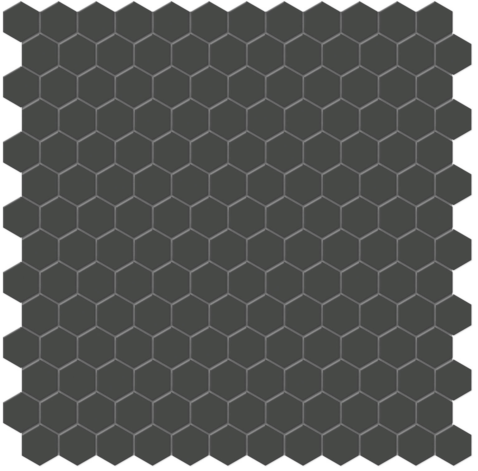 1" Retro Black Matte Hex Mosaic | Clon Digital Tile Catalog