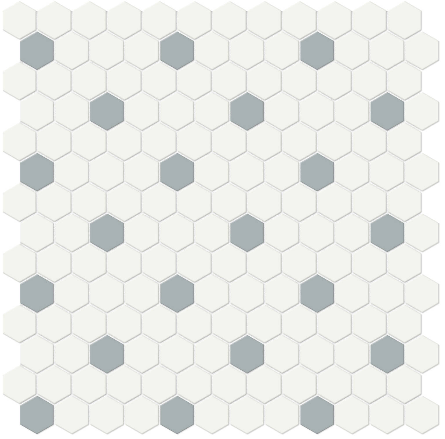 1" White w/ Cloud Blue Matte Hex Mosaic | Clon Digital Tile Catalog