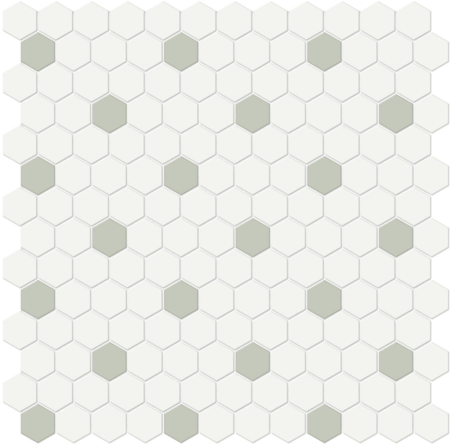 1" White w/ Soft Sage Matte Hex Mosaic | Clon Digital Tile Catalog