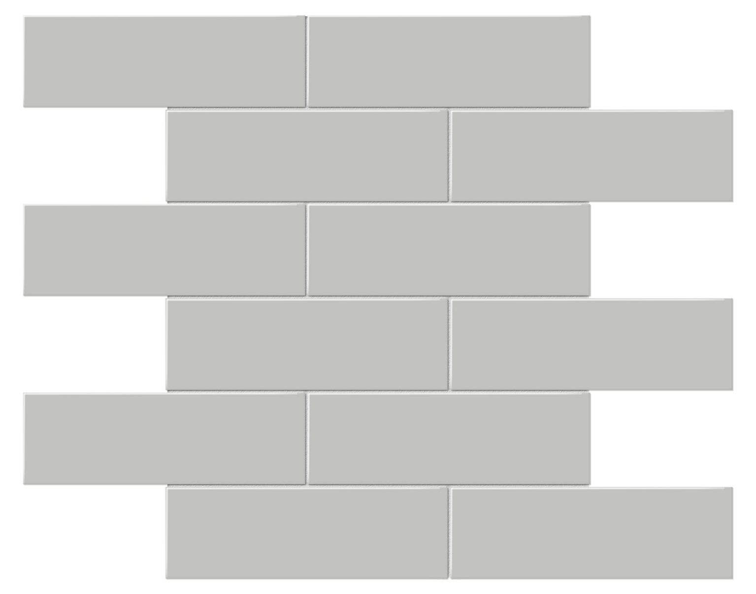 2x6 Loft Grey Glossy Brick Mosaic | Clon Digital Tile Catalog
