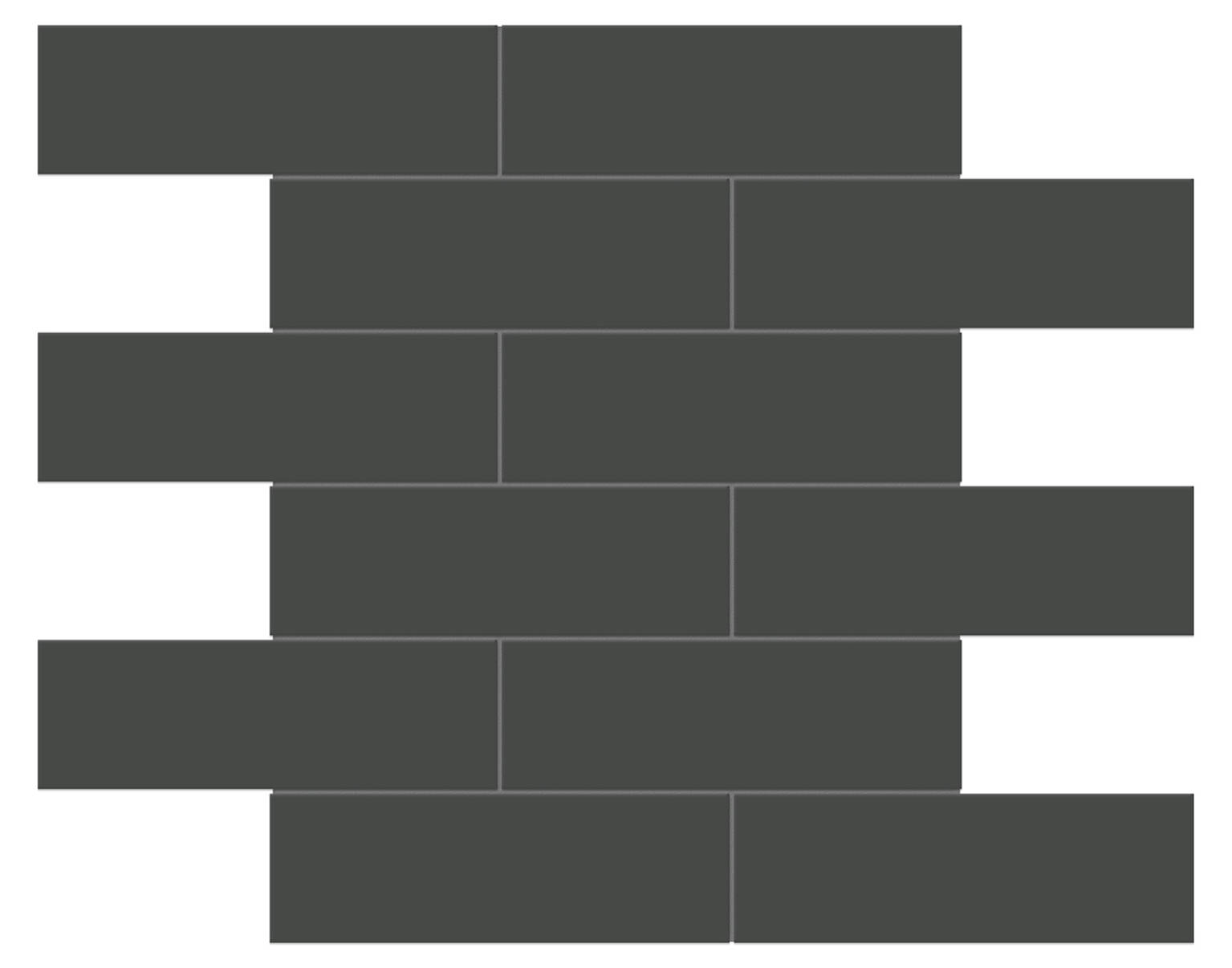 2x6 Retro Black Matte Brick Mosaic | Clon Digital Tile Catalog