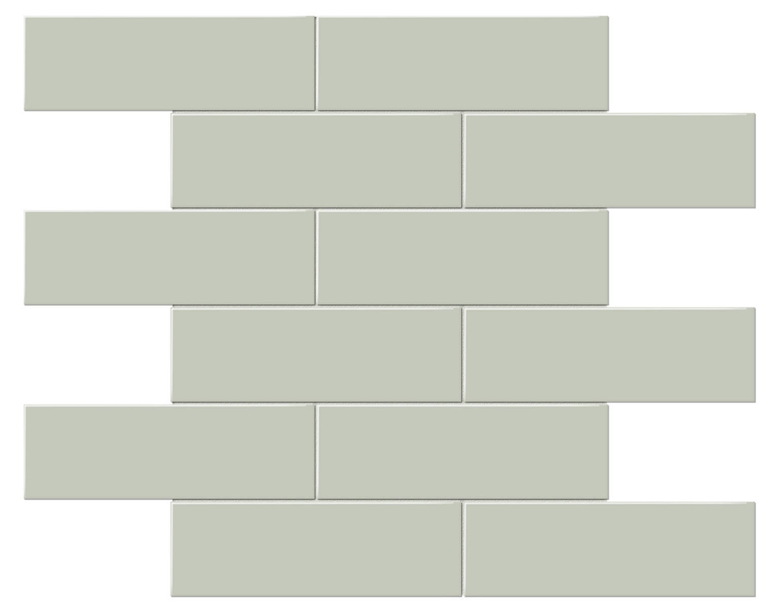 2x6 Soft Sage Glossy Brick Mosaic | Clon Digital Tile Catalog