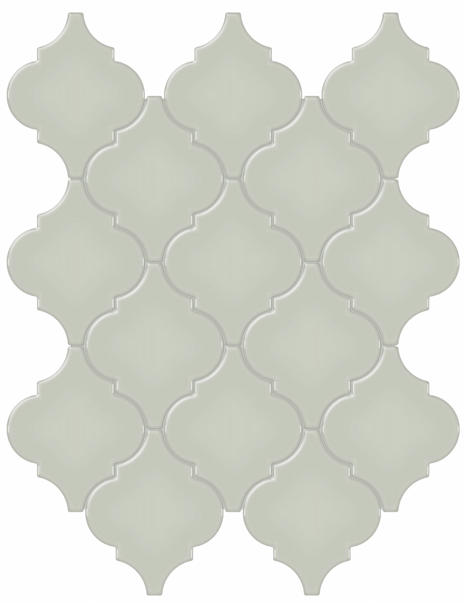Soft Sage Glossy Arabesque Mosaic | Clon Digital Tile Catalog