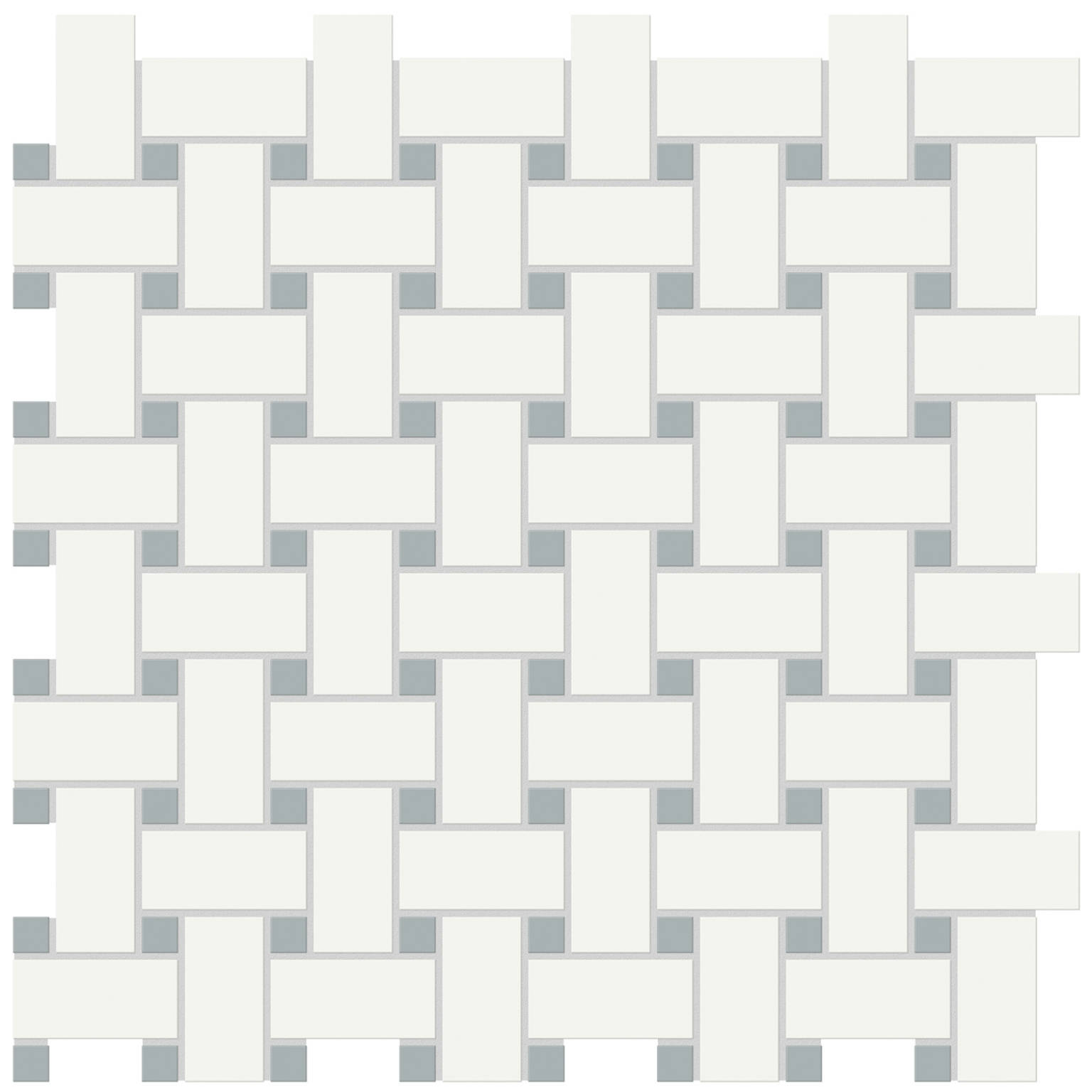 White w/Cloud Blue Matte Basketweave Mosaic | Clon Digital Tile Catalog