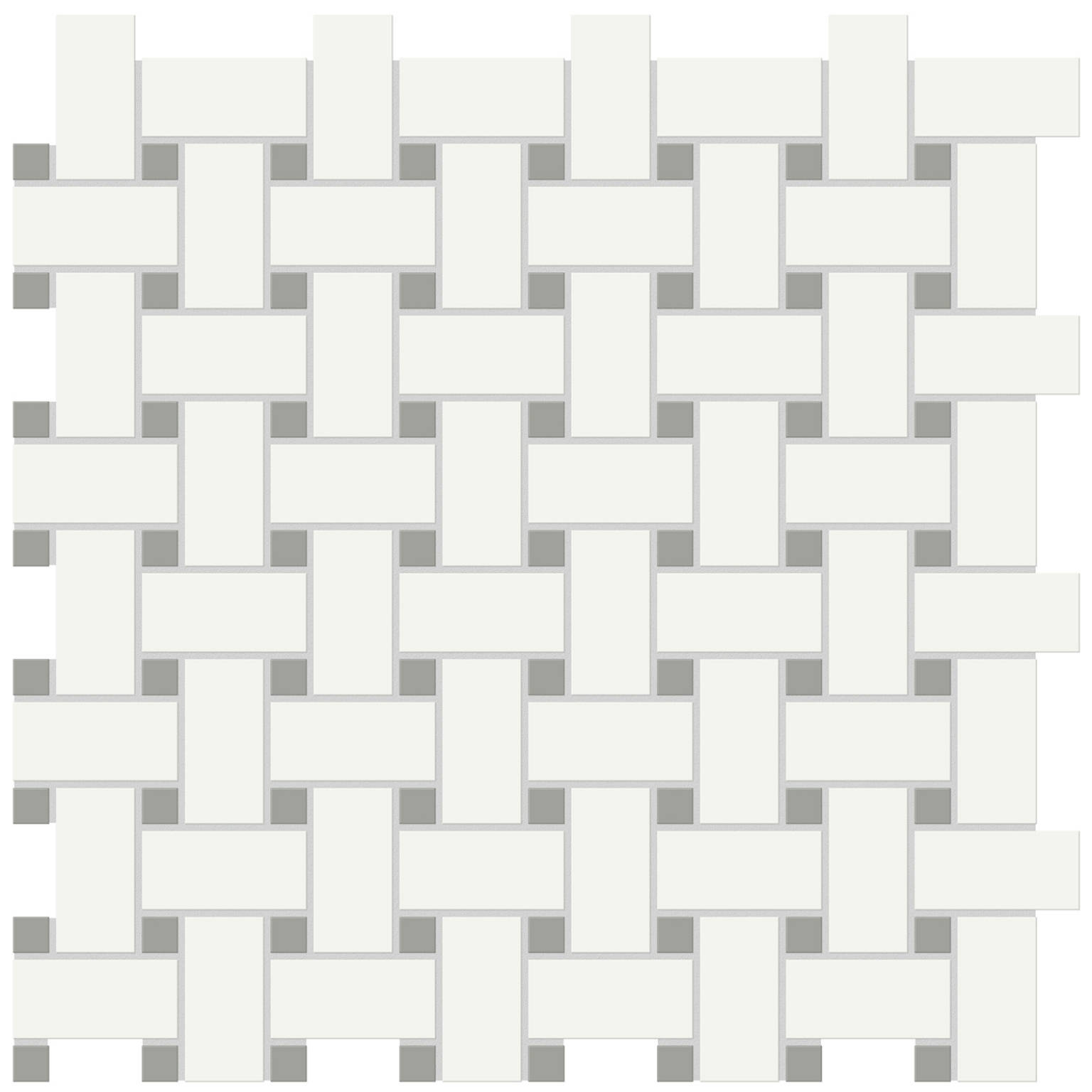 White w/Taupe Matte Basketweave Mosaic | Clon Digital Tile Catalog