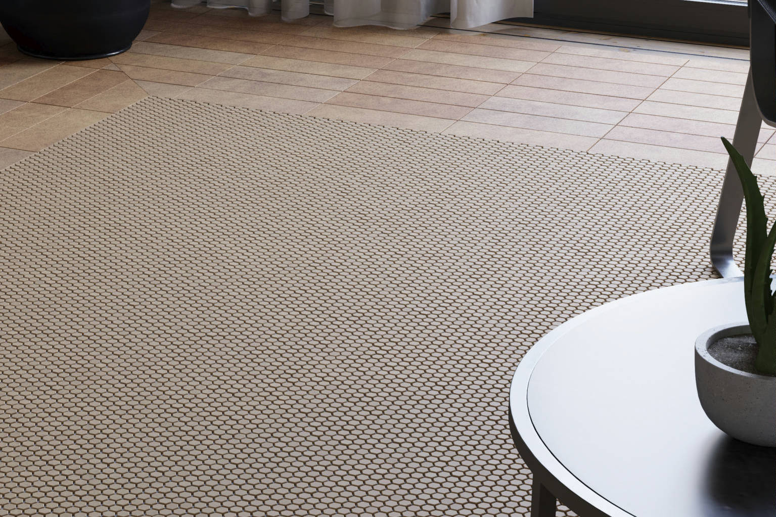 Carob Field Tile, Biscotti Complex Mosaic | Clon Digital Tile Catalog