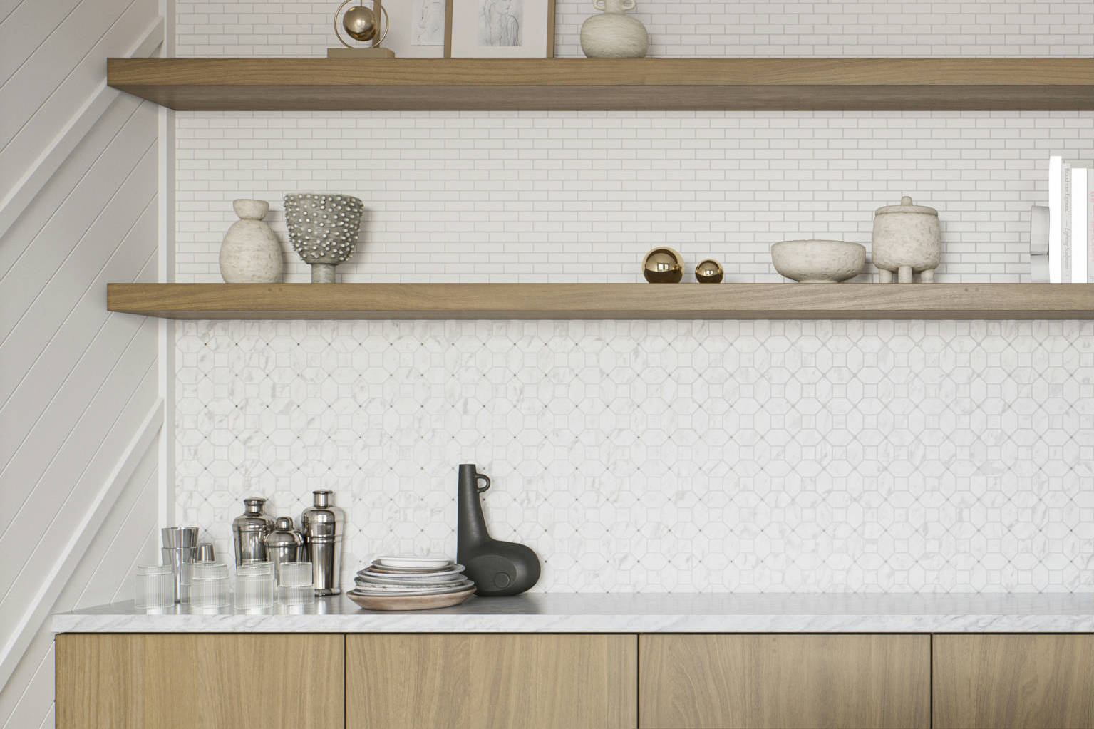 Offset Daisy Mosaic, Cliff Ridge Mosaic | Clon Digital Tile Catalog