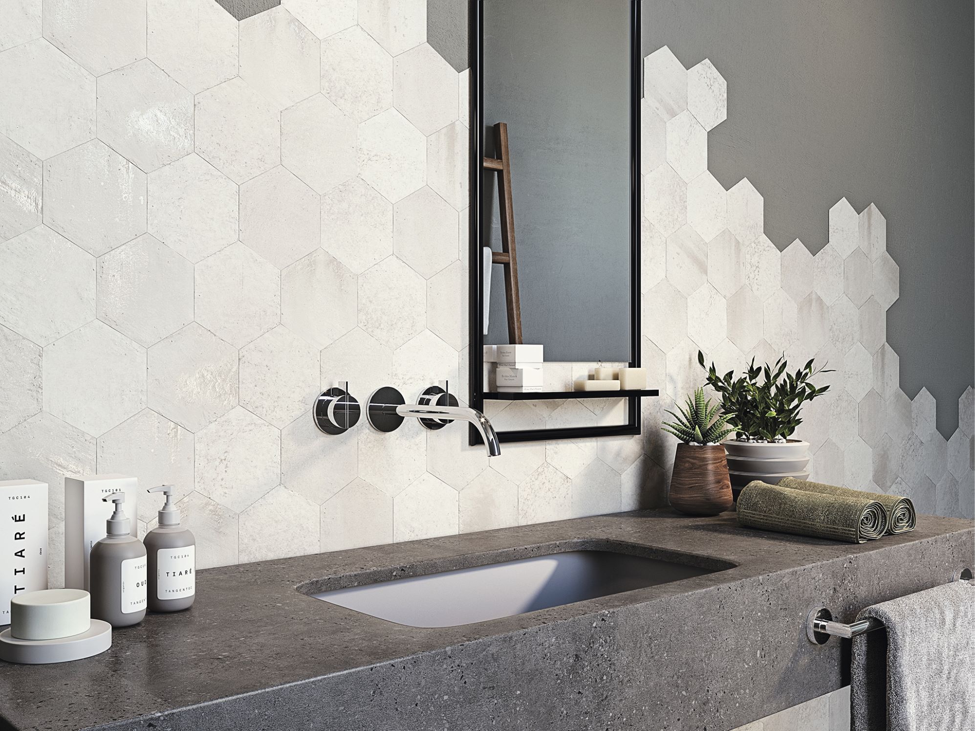 Paradise White 5.5X6 Hexagon | Clon Digital Tile Catalog