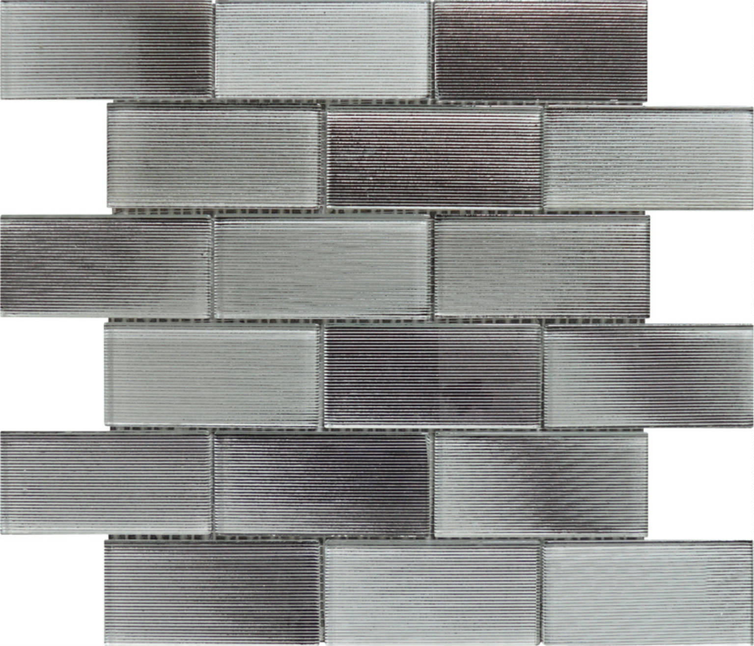 2"X4" Linear Light Grey Glass Brick Pattern Mosaic | Clon Digital Tile Catalog