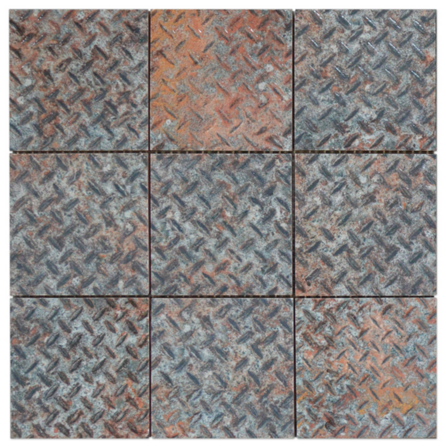 4"X4" Rust Industrial Relief Pattern Glazed Ceramic Mosaic | Clon Digital Tile Catalog