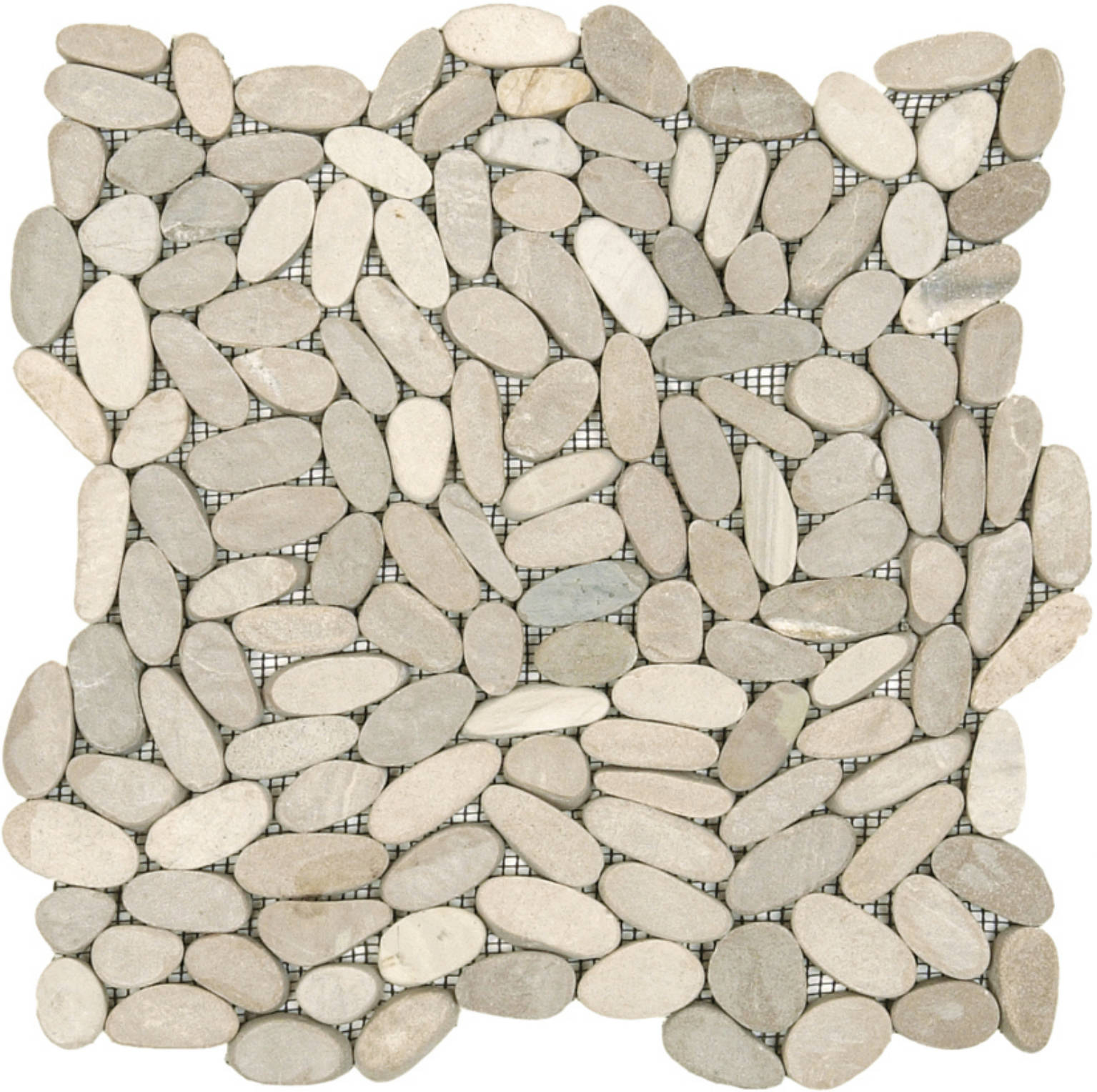 Beige Sliced Matte Pebble Interlocking Mosaic | Clon Digital Tile Catalog