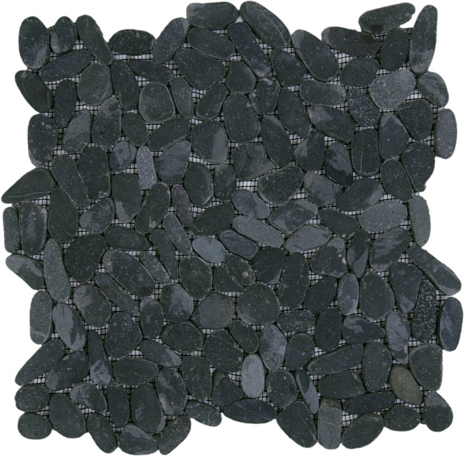 Black Sliced Matte Pebble Interlocking Mosaic | Clon Digital Tile Catalog