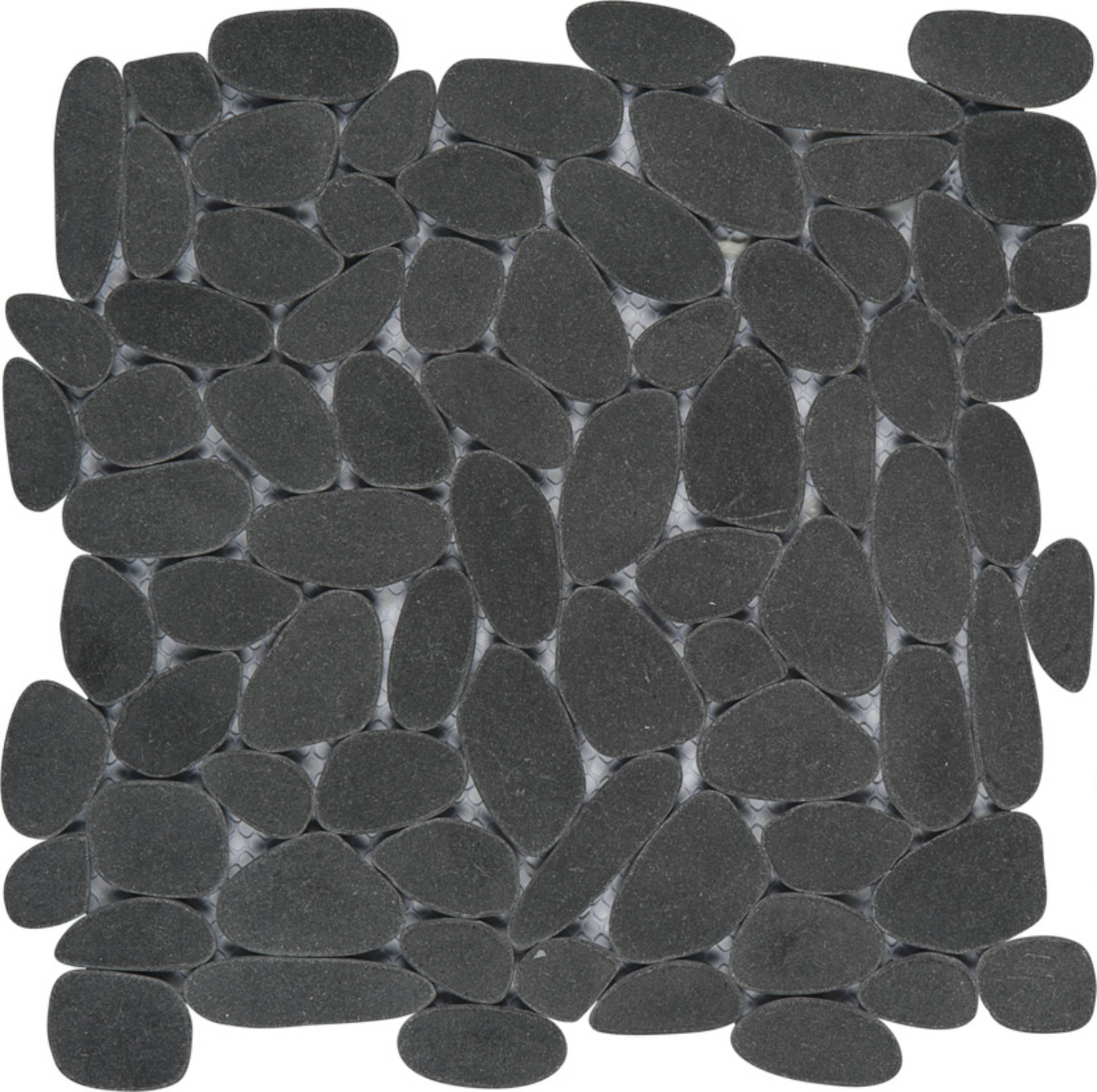 Black Sliced Reconstituted Pebble Interlocking Mosaic | Clon Digital Tile Catalog