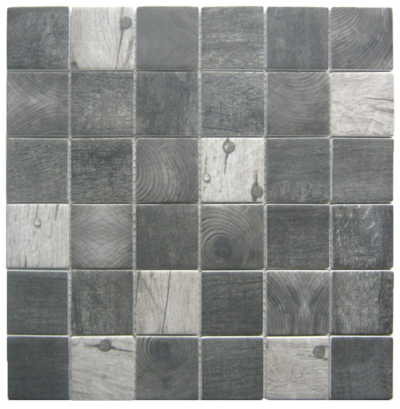 Black/Grey Recycled Glass Mix 2X2" Square Mosaic | Clon Digital Tile Catalog