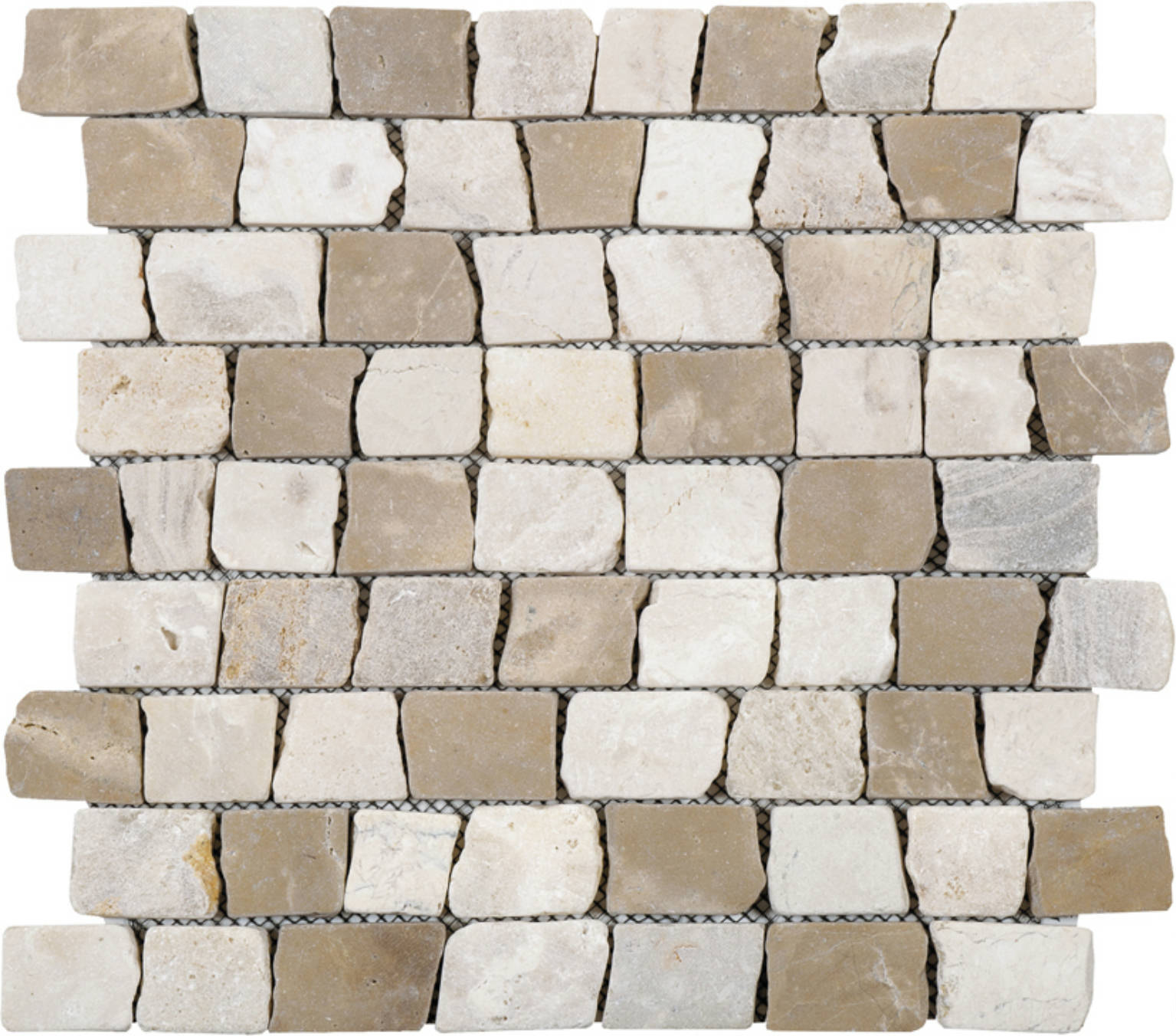 Cappuccino Onyx Cream Cubic Brick Marble Interlocking Mosaic | Clon Digital Tile Catalog
