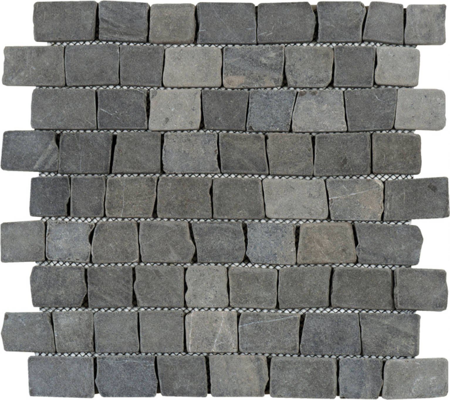 Dark Grey Cubic Brick Marble Interlocking Mosaic | Clon Digital Tile Catalog