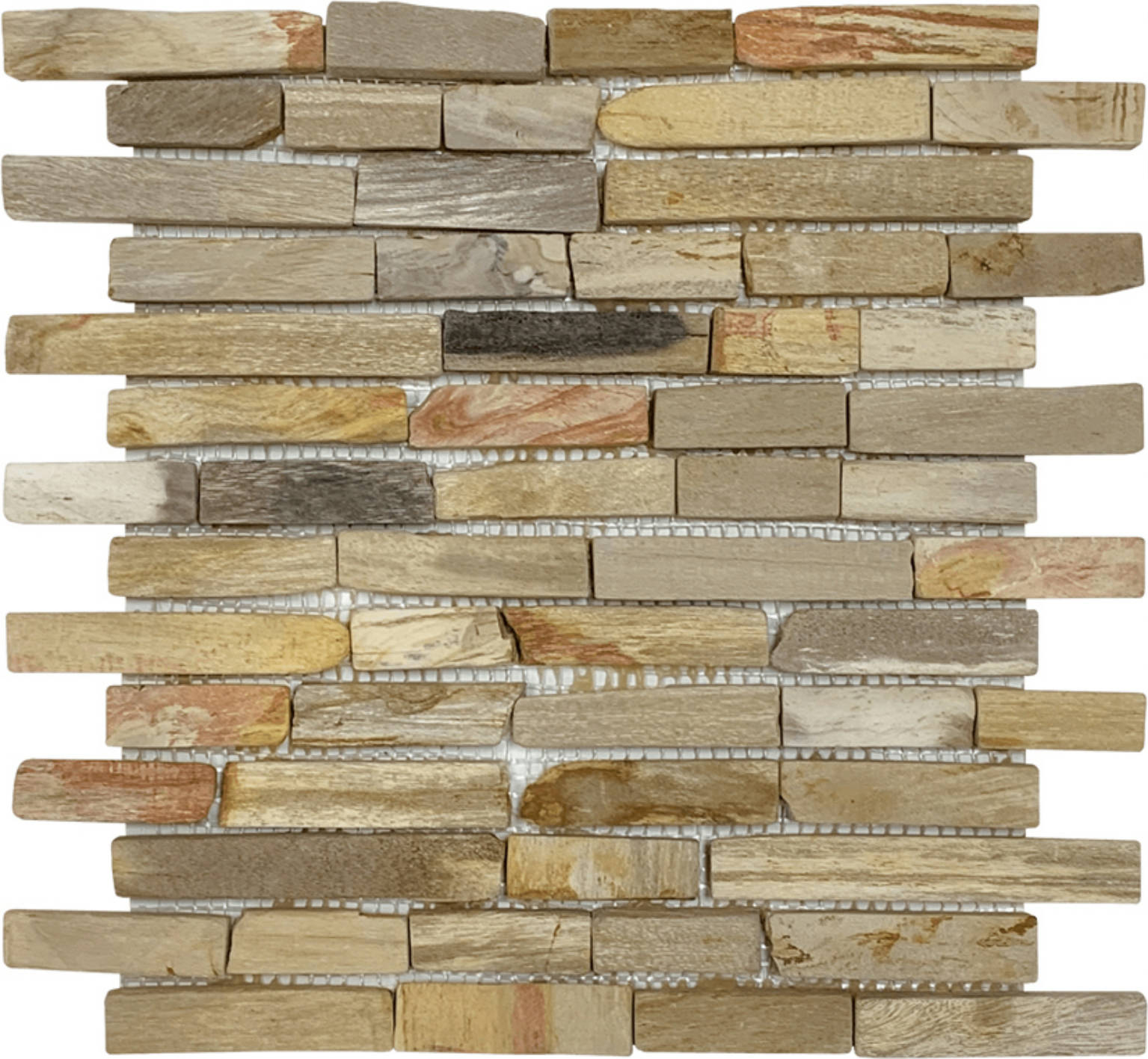 Fossil Wood Baguette Mix Beige Mosaic | Clon Digital Tile Catalog