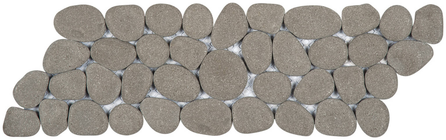 Grey Reconstituted Pebble Mosaic Interlocking Border | Clon Digital Tile Catalog