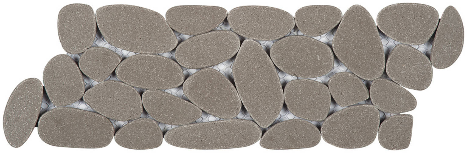 Light Grey Sliced Reconstituted Pebble Mosaic Interlocking Border | Clon Digital Tile Catalog