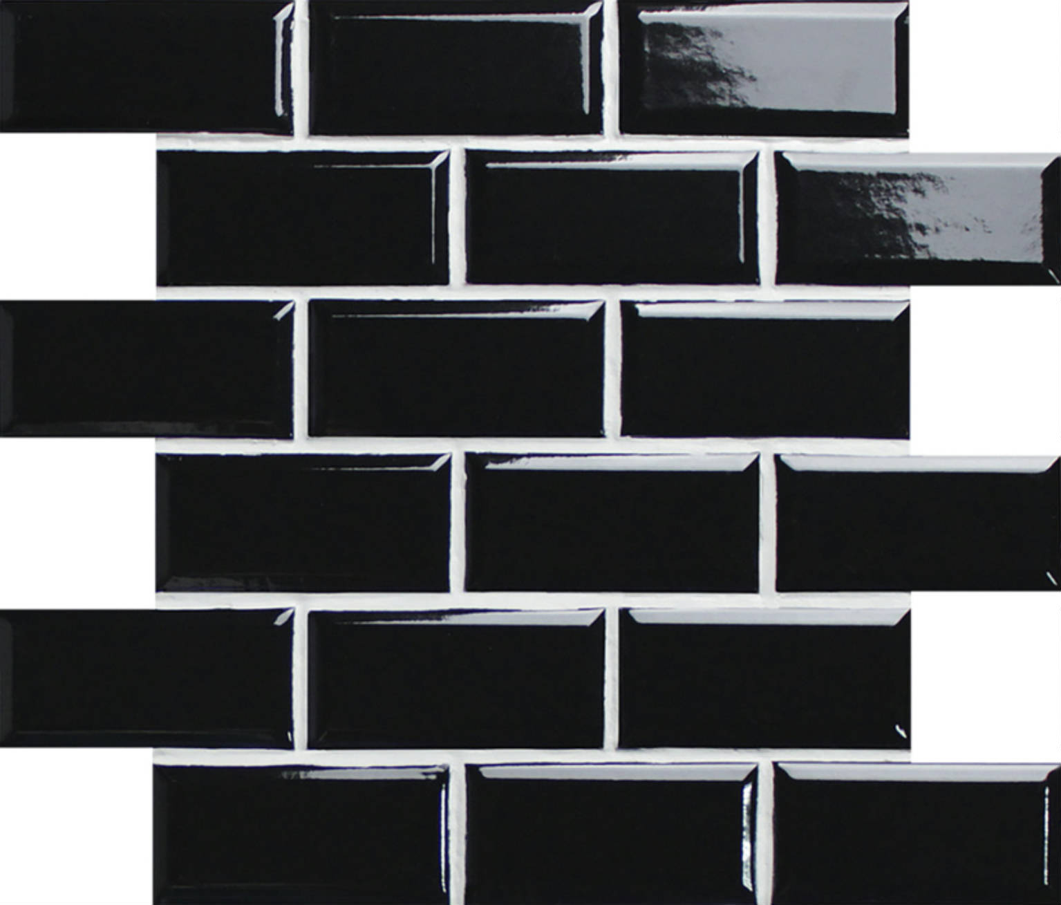 Mini Subway Black Glazed Porcelain Interlocking Mosaic 2"X4" | Clon Digital Tile Catalog