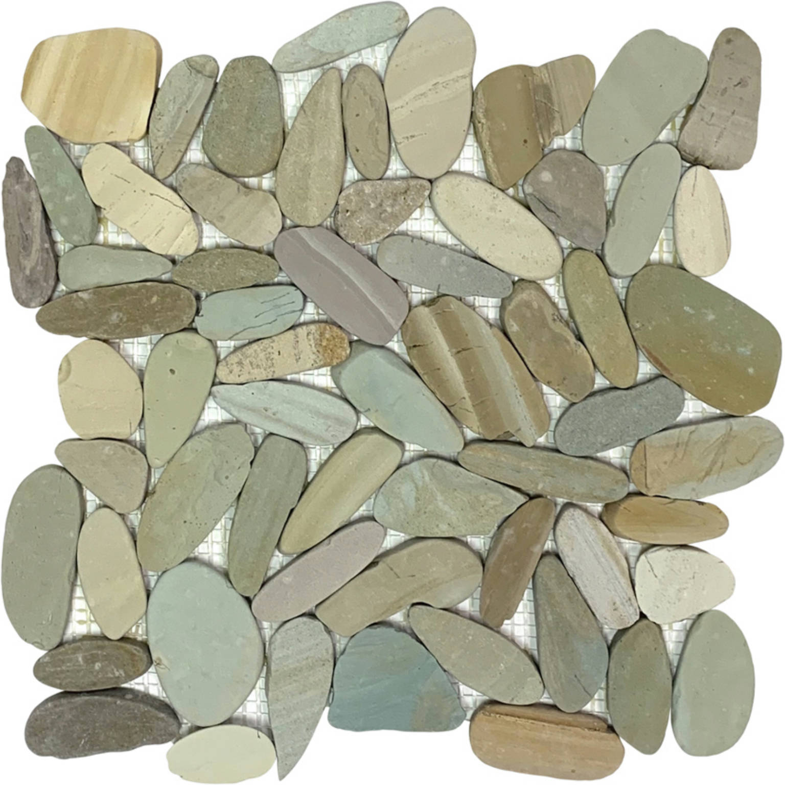Mix Golden Sliced Matte Pebble Interlocking Mosaic | Clon Digital Tile Catalog