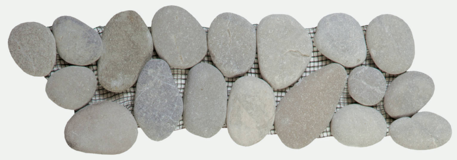Mix Grey/Beige Rectified Matte Pebble Interlocking Border | Clon Digital Tile Catalog