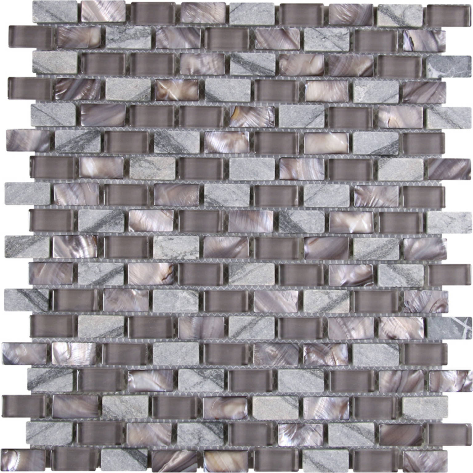Mother Of Pearl Glass Marble Taupe Grey Mix Brick Mosaic | Clon Digital Tile Catalog