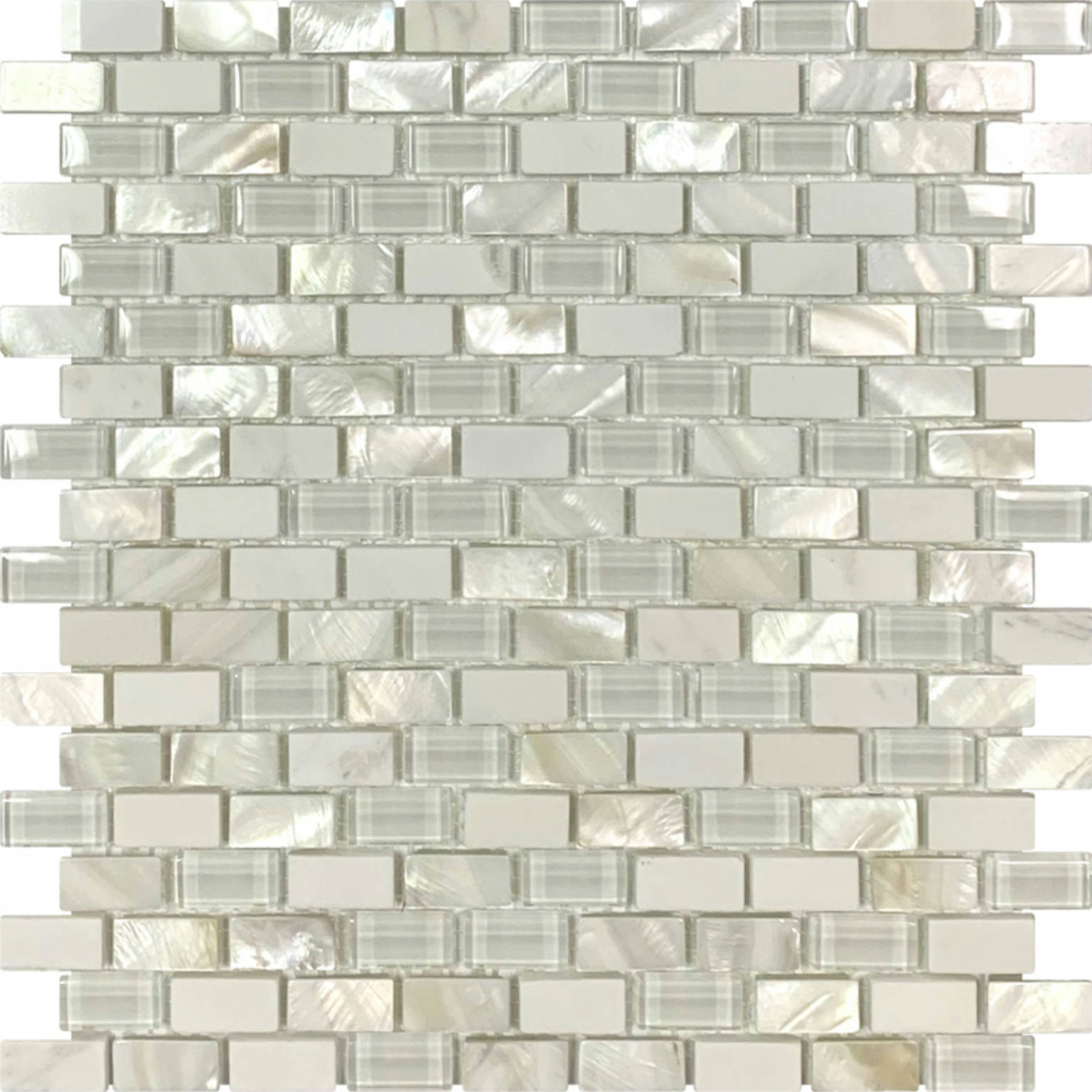 Mother Of Pearl Glass Marble White Mix Brick Mosaic | Clon Digital Tile Catalog