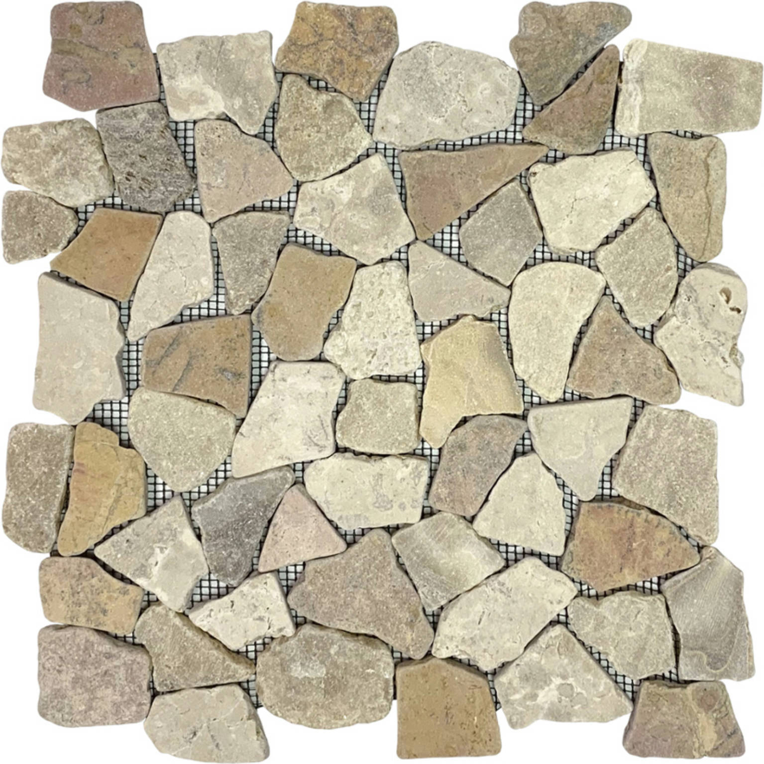 Onyx White/Red Opus Interlocking Mosaic | Clon Digital Tile Catalog