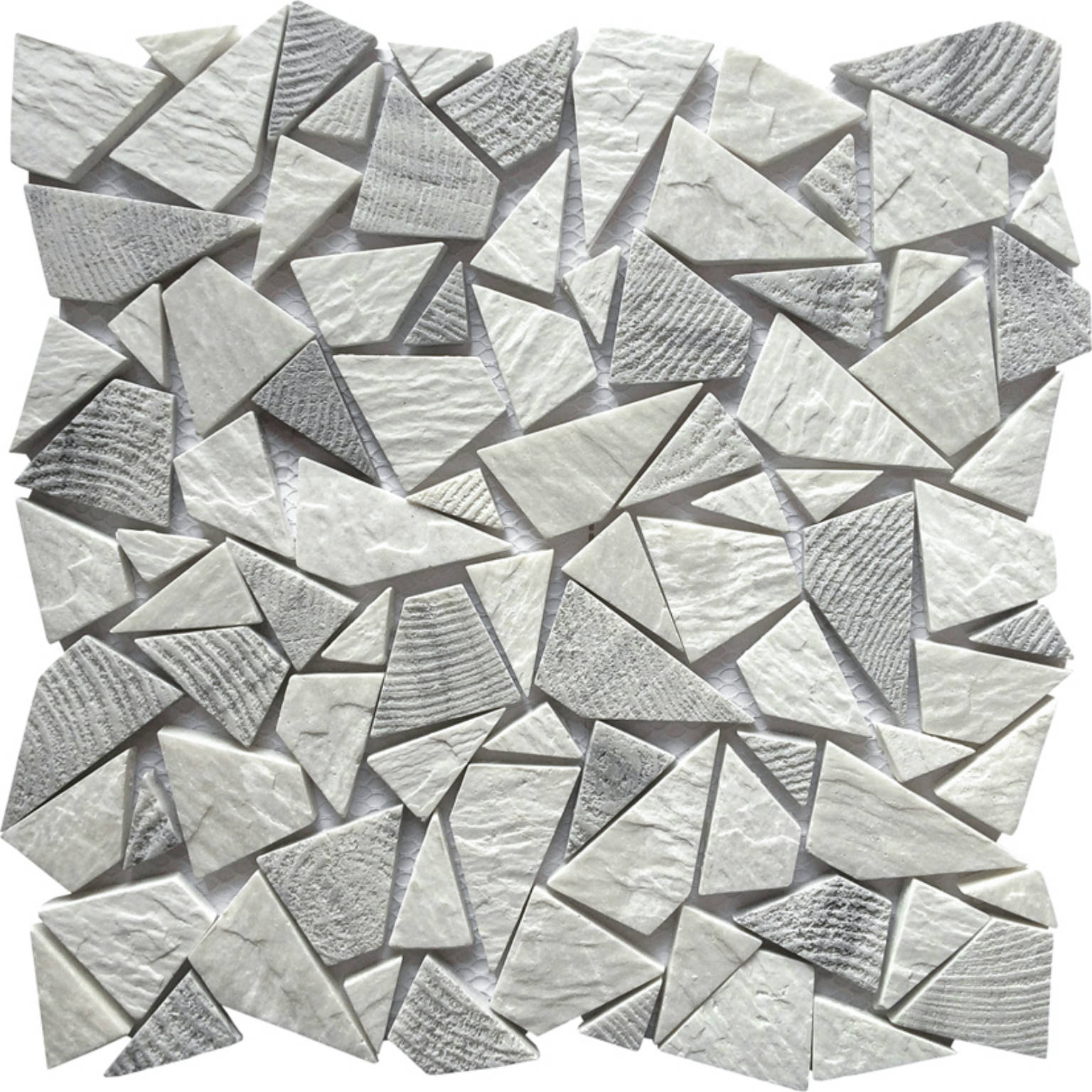 Reconstituted White Grey Mix Mini Opus Stone Mosaic | Clon Digital Tile Catalog