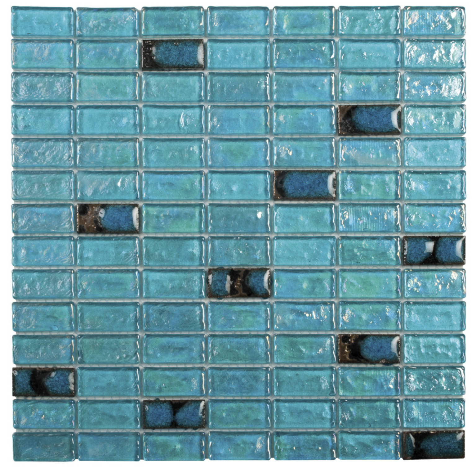 Turquoise Glass And Ceramic Brick 3/4"X1&3/4" Mosaic | Clon Digital Tile Catalog