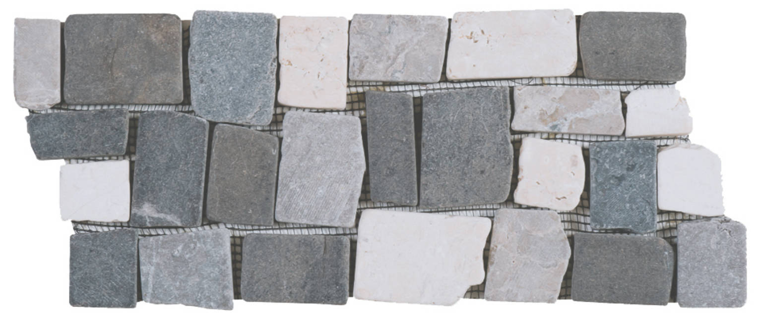 White Light & Dark Grey Cubic Marble Opus Interlocking Border | Clon Digital Tile Catalog