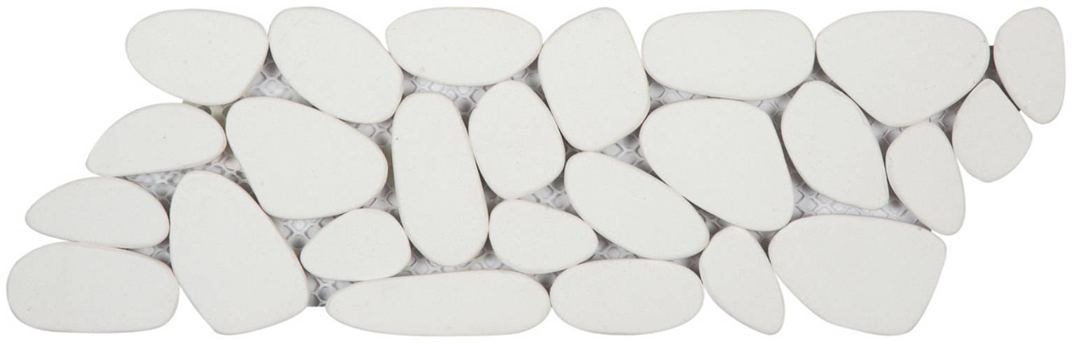 White Sliced Reconstituted Pebble Mosaic Interlocking Border | Clon Digital Tile Catalog