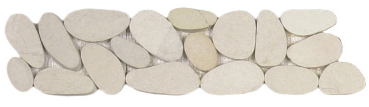 White Xl Sliced Matte Pebble Interlocking Border | Clon Digital Tile Catalog