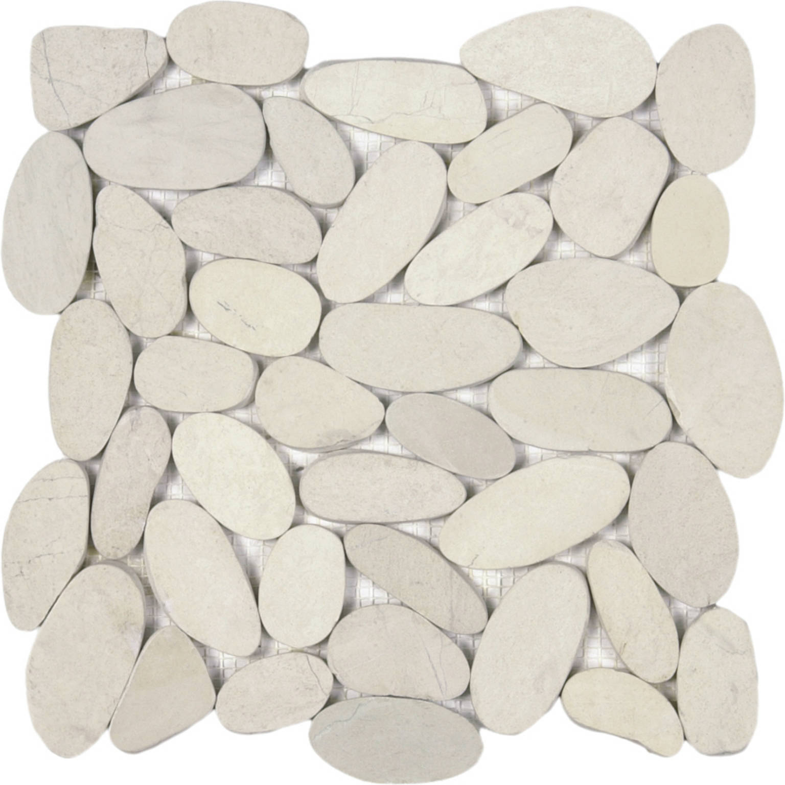 White Xl Sliced Matte Pebble Interlocking Mosaic | Clon Digital Tile Catalog