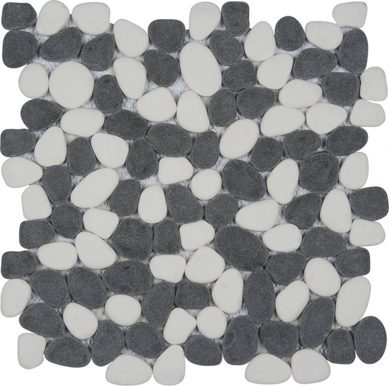 White&Black Reconstituted Pebble Interlocking Mosaic | Clon Digital Tile Catalog