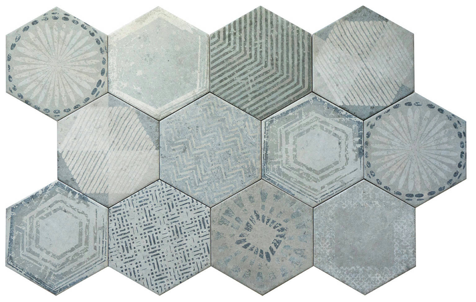 Alma 5.5X6.3” Grey Decor* Hexagon | Clon Digital Tile Catalog