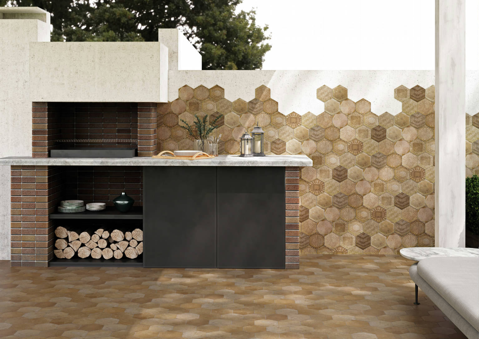 Alma 5.5X6.3” Terra Hexagon | Clon Digital Tile Catalog