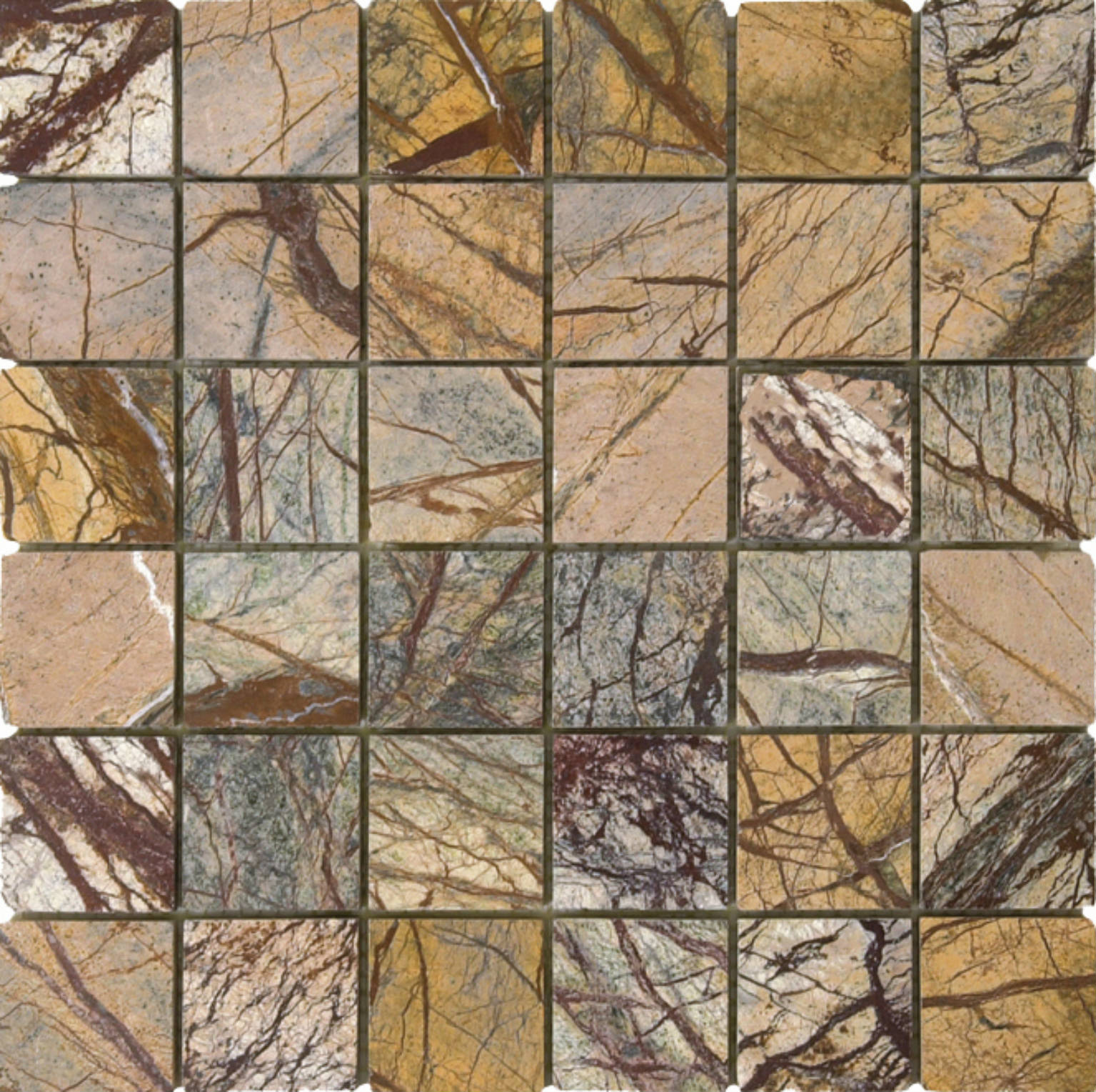Forest Brown Polished Marble Mosaic 2"x2" | Clon Digital Tile Catalog