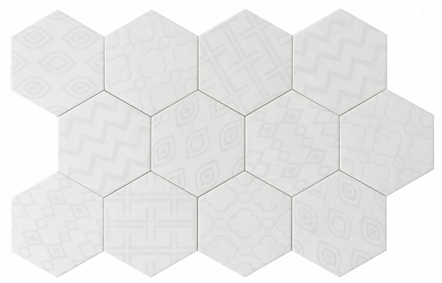 Form 5.5X6.3” White Decor Hexagon | Clon Digital Tile Catalog