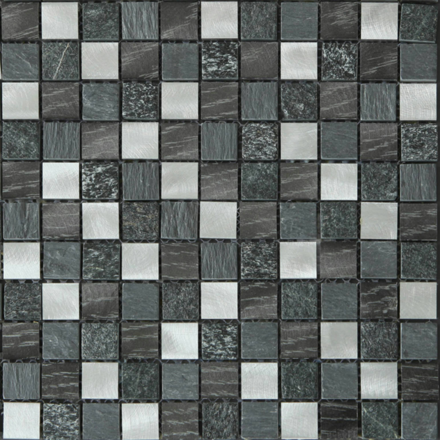 Grey/Black Stone Aluminum Mix Mosaic | Clon Digital Tile Catalog