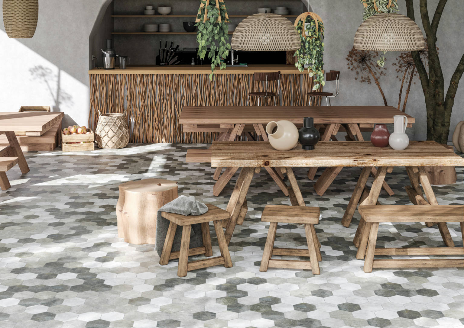 Seville 5.5X6.3” Grey Hexagon | Clon Digital Tile Catalog