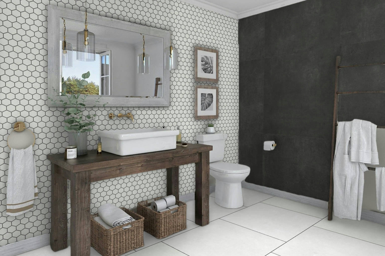 Ashland White 36x36, 3x3 Mosaic, and 48x48 Black | Clon Digital Tile Catalog