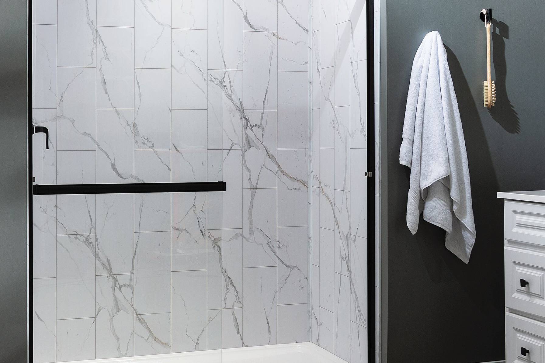 Carrara Marble Shower Wall Kit 30x60x78 | Clon Digital Tile Catalog