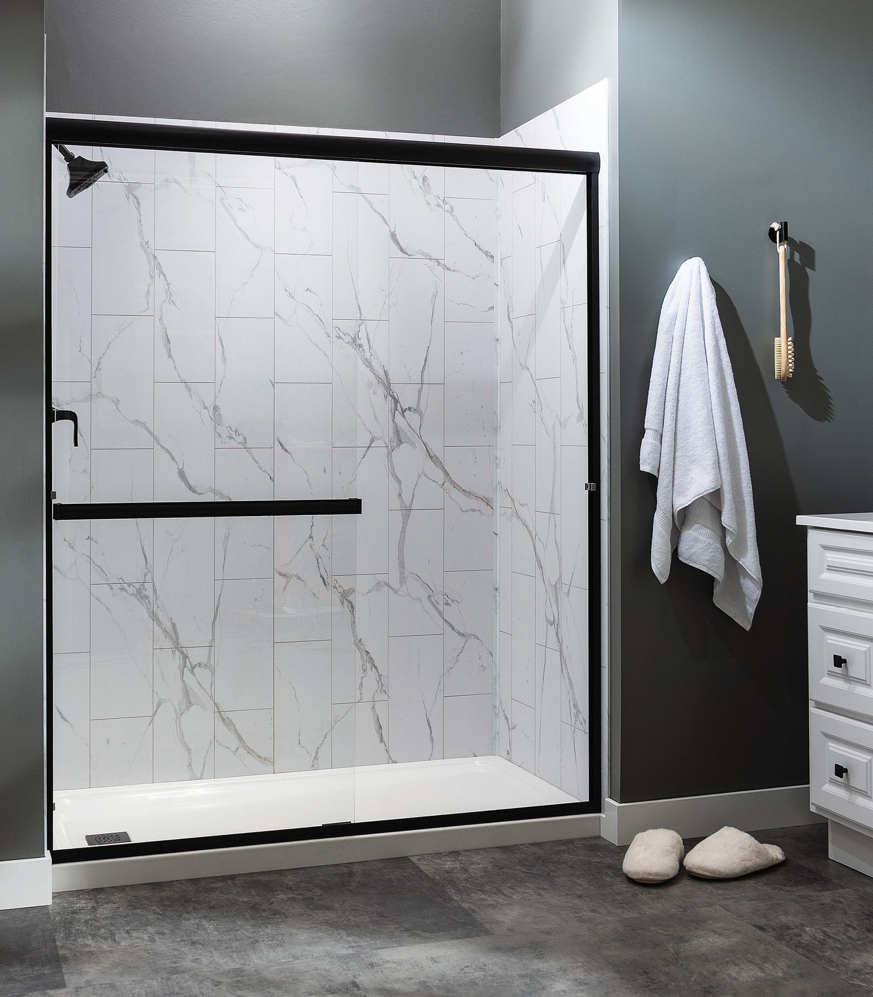 Carrara Marble Shower Wall Kit 30x60x78 | Clon Digital Tile Catalog