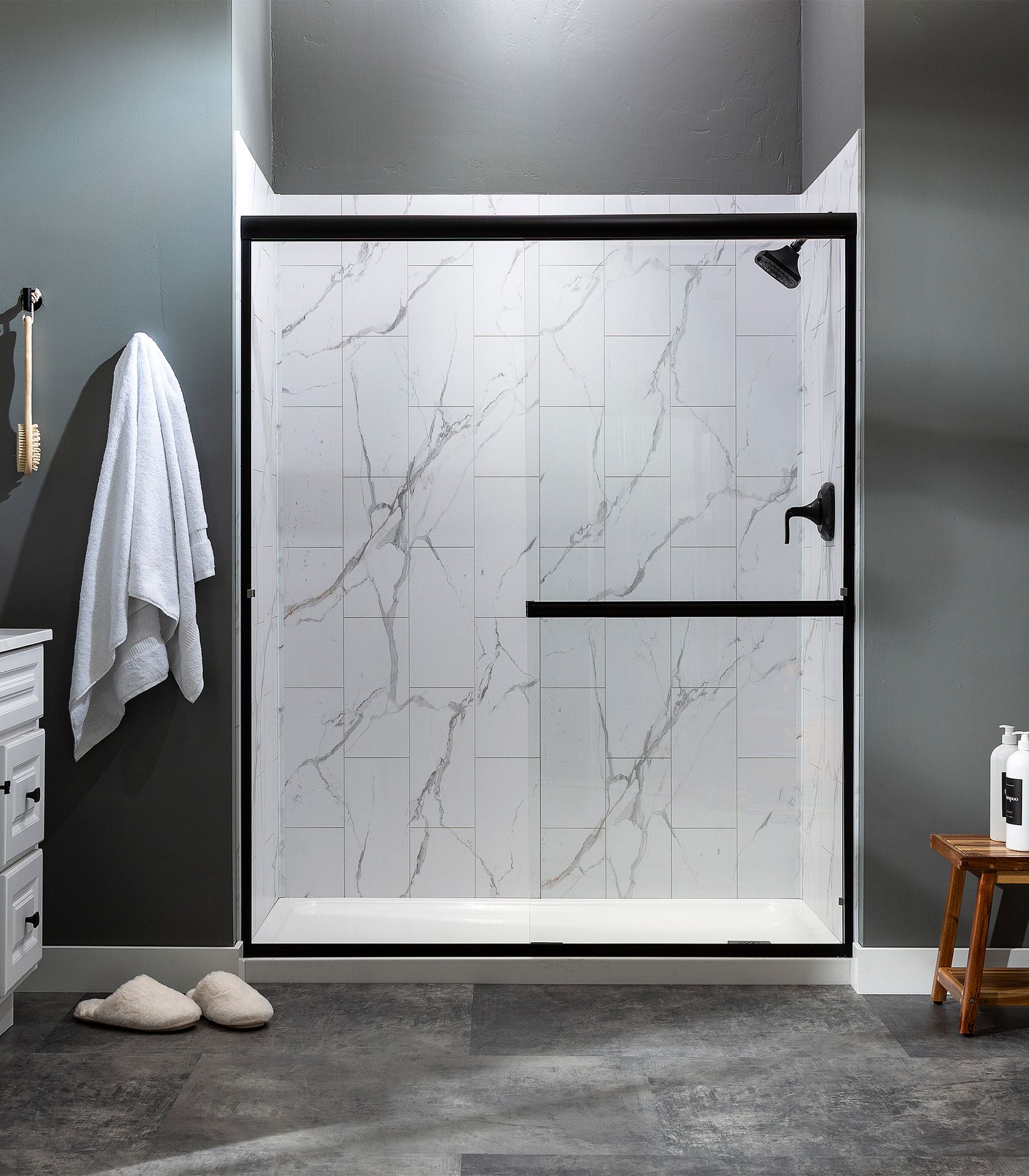 Carrara Marble Shower Wall Kit 32x60x78 | Clon Digital Tile Catalog