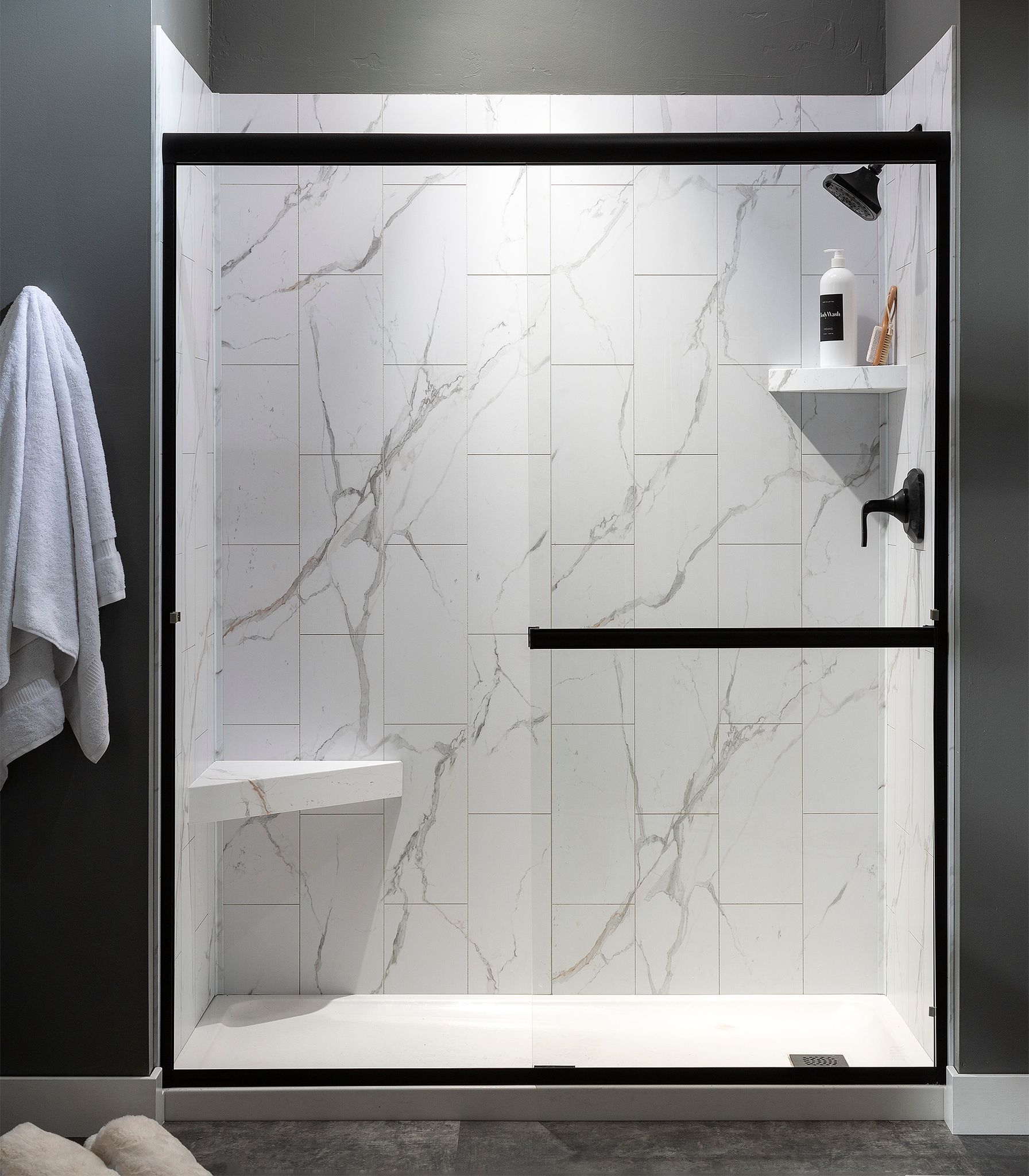 Carrara Marble Shower Wall Kit 36x60x78 | Clon Digital Tile Catalog