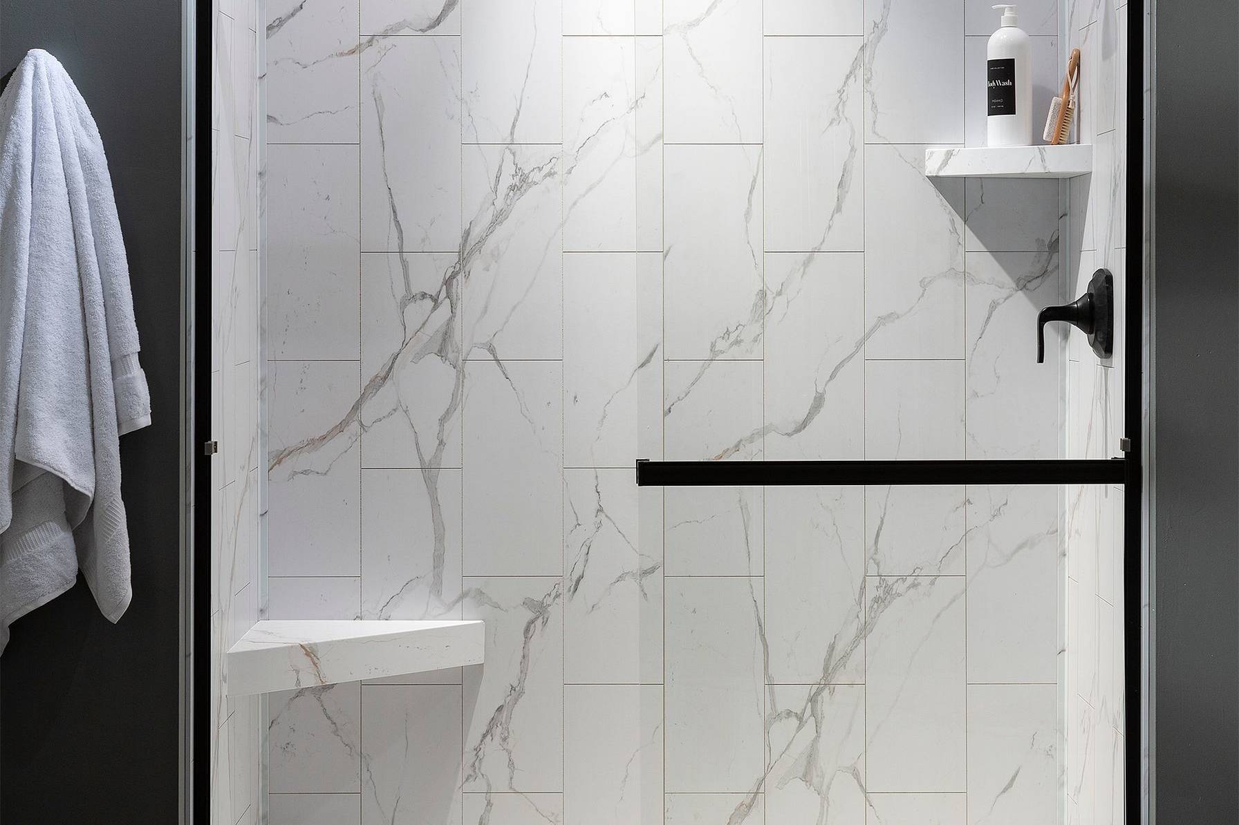 Carrara Marble Shower Wall Kit 36x60x78 | Clon Digital Tile Catalog